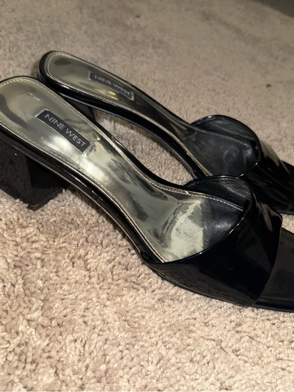 Black Patent Slide Mules - Picture 2 of 3